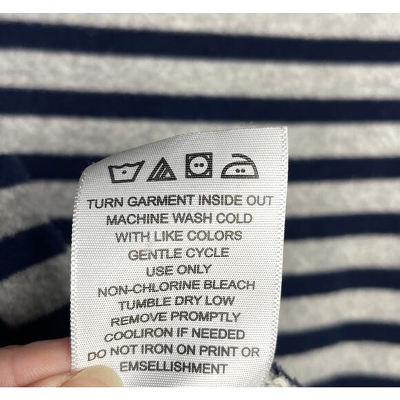 Levi's Sweatshirt Horizontal Striped Navy Gray Long Sleeve Crewneck Size Medium - Picture 6 of 8